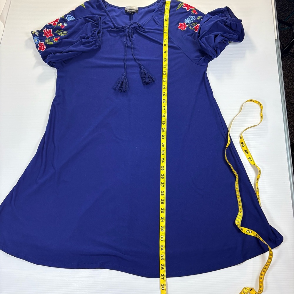 Alison Brittney Navy Blue Embroidered Sleeve Boho Dress Size L - Picture 5 of 12